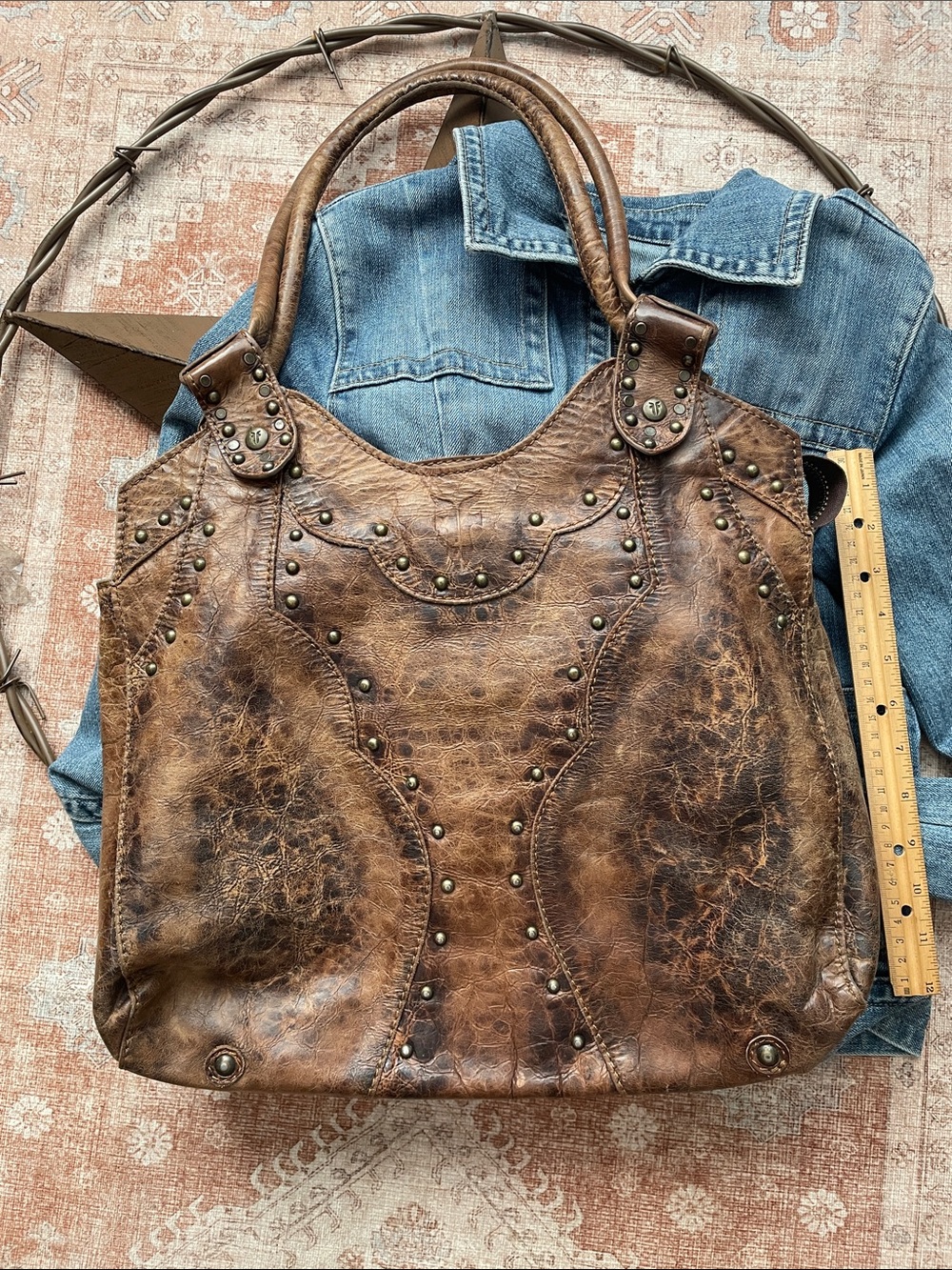 Frye Studded Leather Shoulder Bag